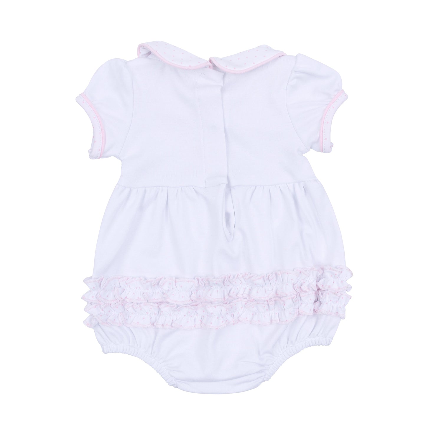 Frosted Wonderland Collared Ruffle Short Sleeve Bubble - Pink - Magnolia Baby Girl