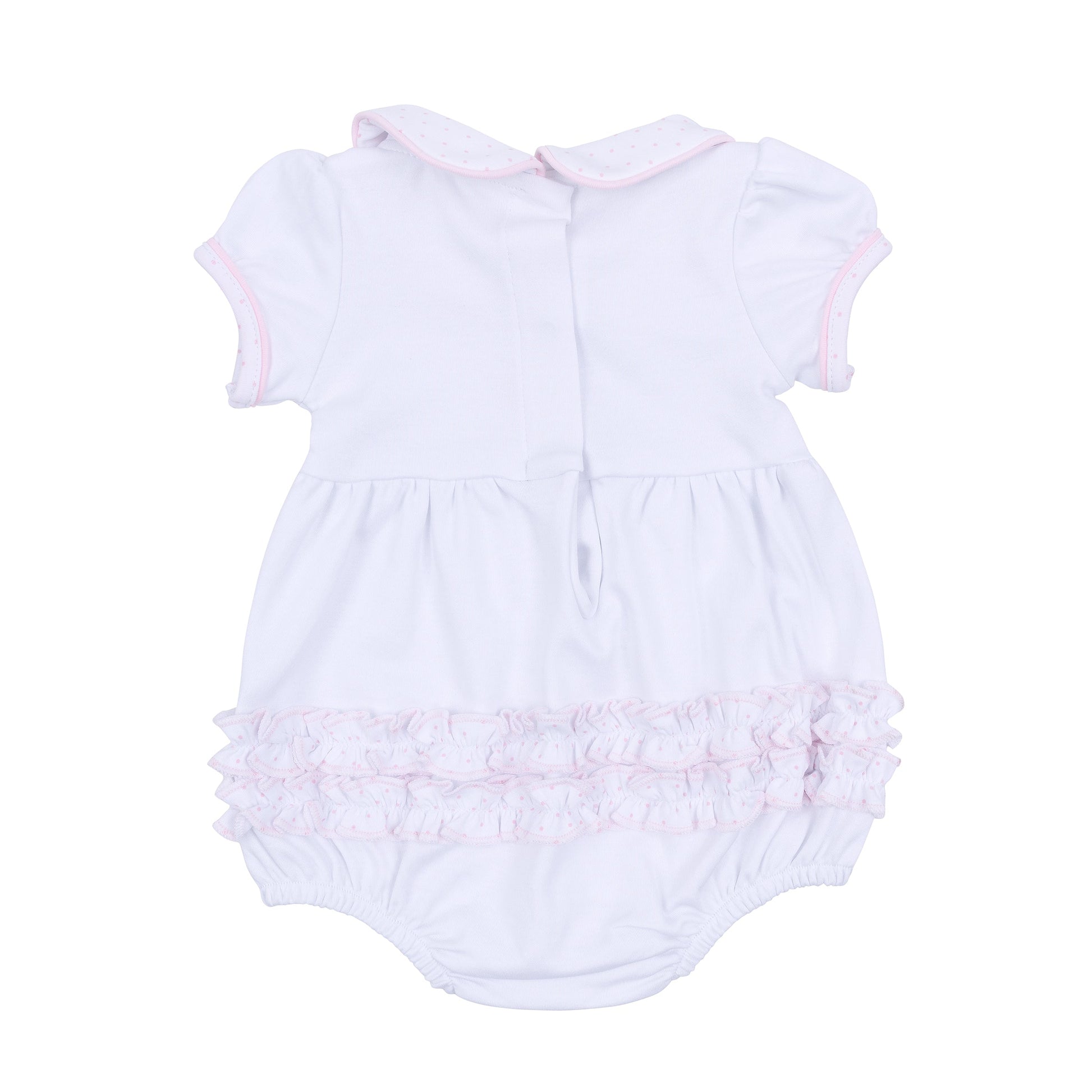 Frosted Wonderland Collared Ruffle Short Sleeve Bubble - Pink - Magnolia Baby Girl