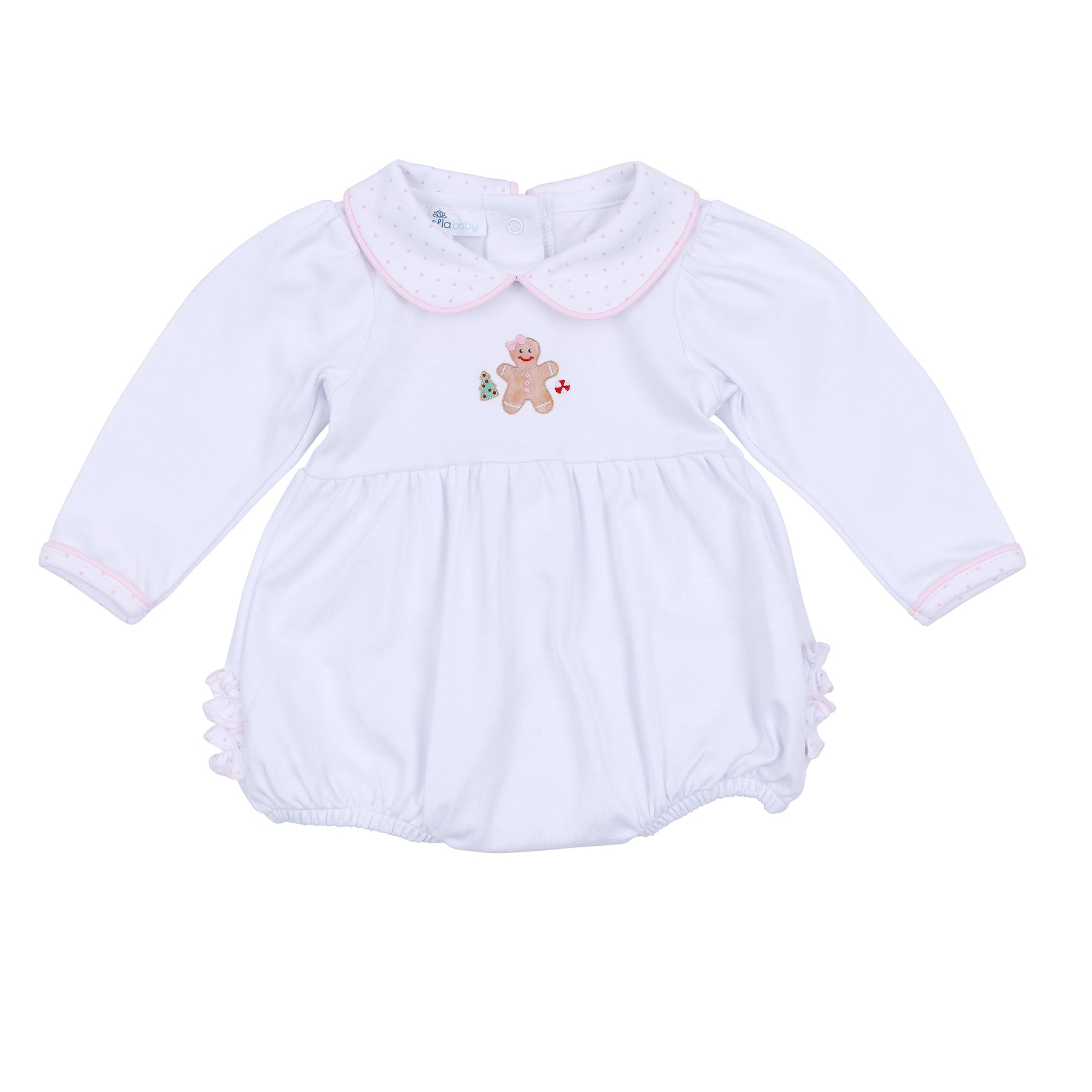 Frosted Wonderland Collared Ruffle Long Sleeve Bubble - Pink - Magnolia Baby Girl