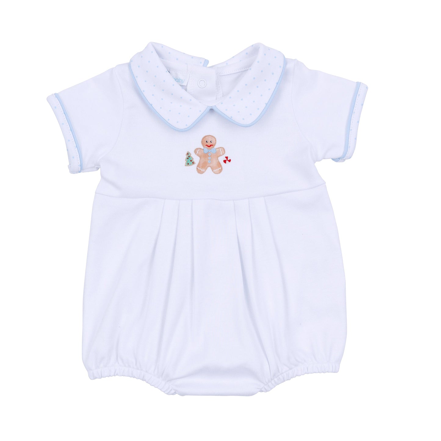 Frosted Wonderland Collared Short Sleeve Bubble - Light Blue - Magnolia Baby Boy