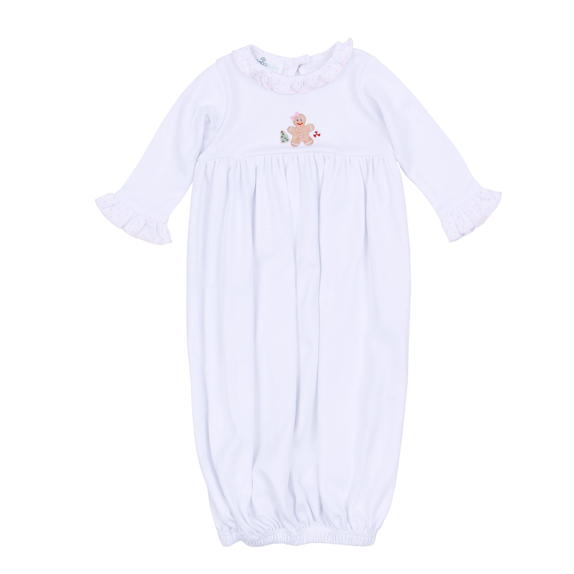 Frosted Wonderland Embroidered Ruffle Gathered Gown - Pink - Magnolia Baby Girl