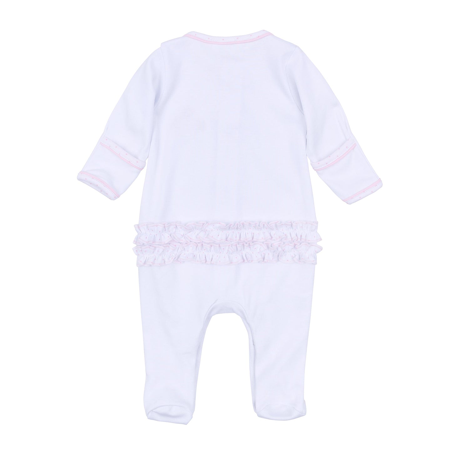 Frosted Wonderland Embroidered Ruffle Footie - Pink - Magnolia Baby Girl