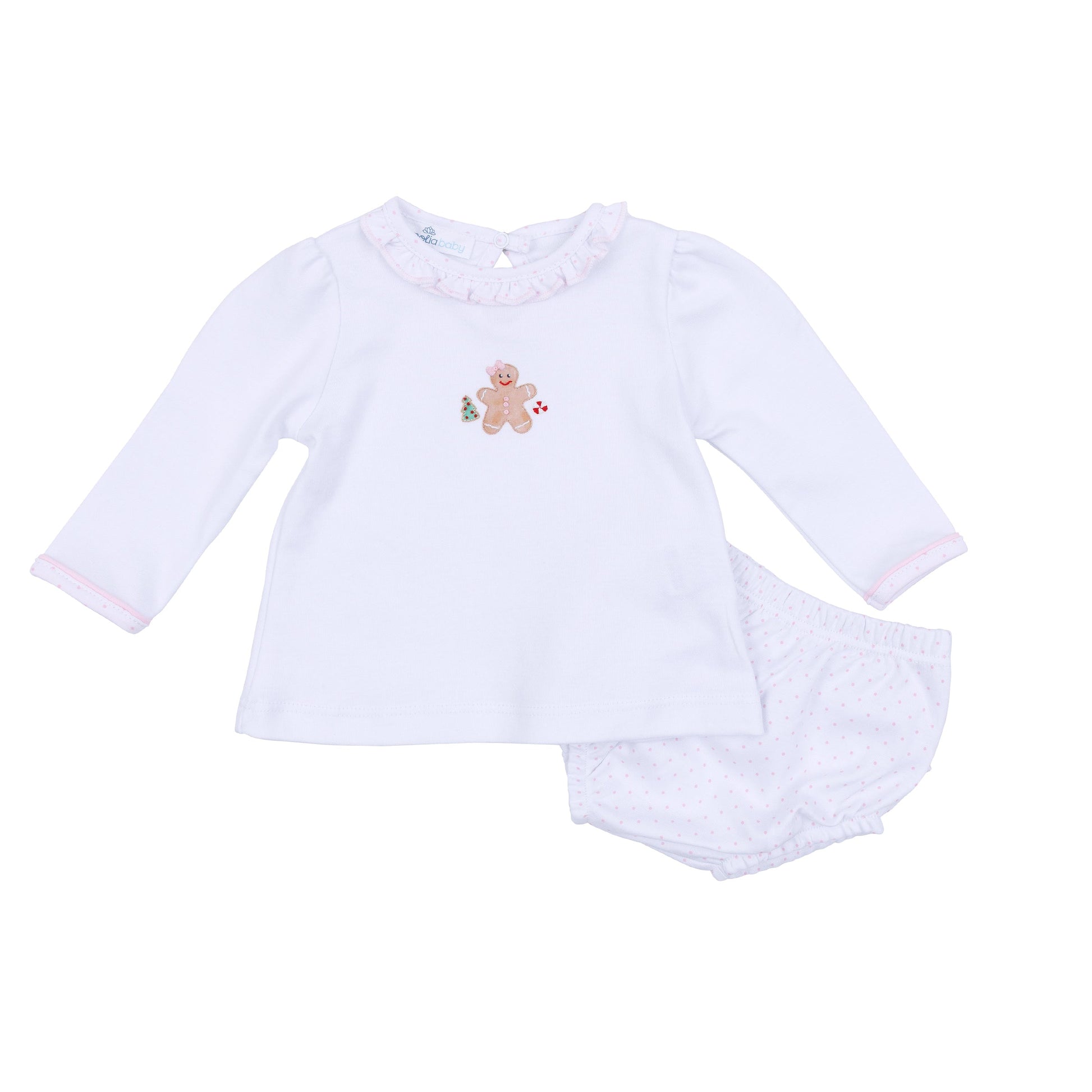 Frosted Wonderland Embroidered Ruffle Long Sleeve Diaper Cover Set - Pink - Magnolia Baby Girl