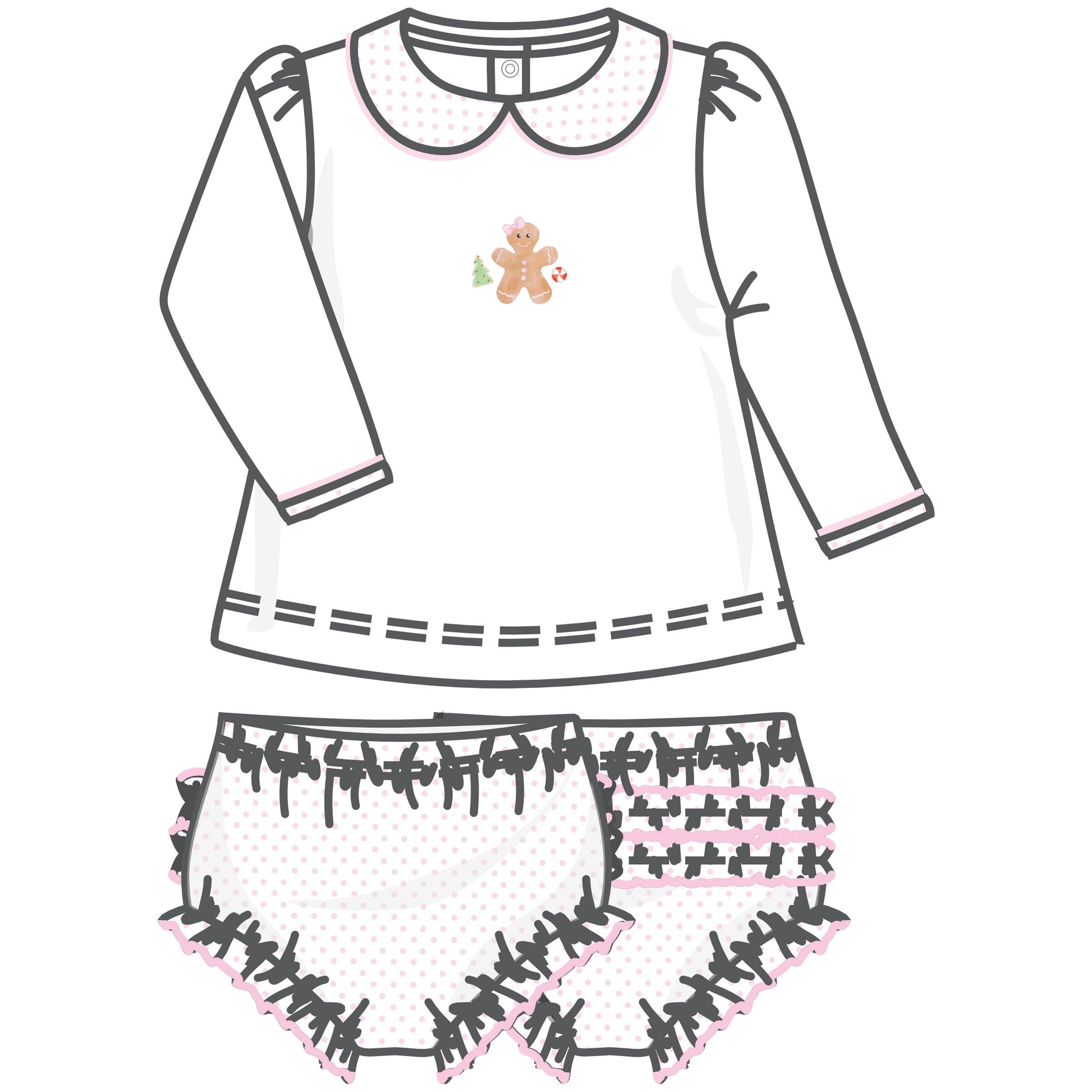 Frosted Wonderland Collared Ruffle Long Sleeve Diaper Cover Set - Pink - Magnolia Baby Girl