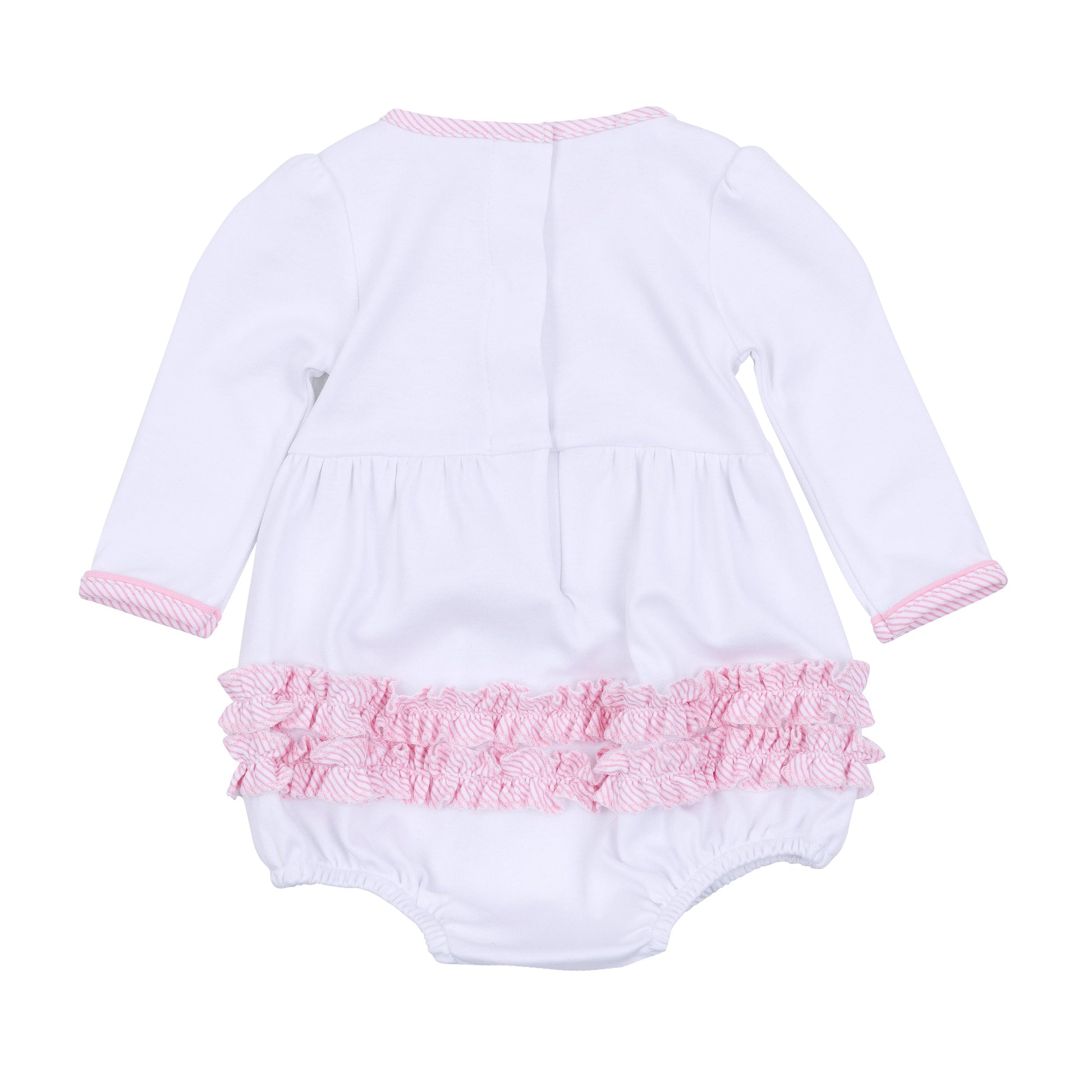 Santa Baby Embroidered Ruffle Long Sleeve Bubble - Pink - Magnolia Baby Girl