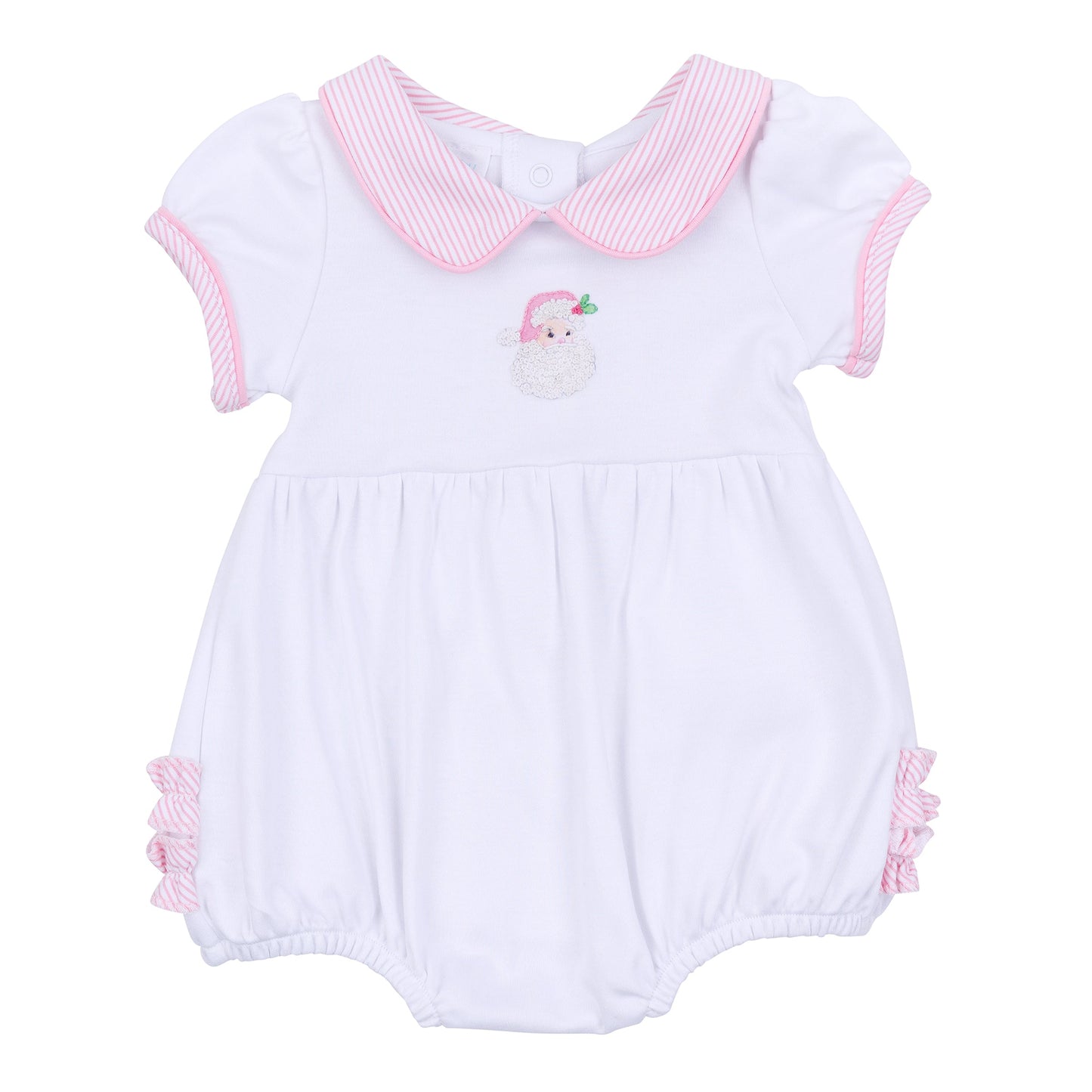 Santa Baby Collared Short Sleeve Bubble - Pink - Magnolia Baby Girl