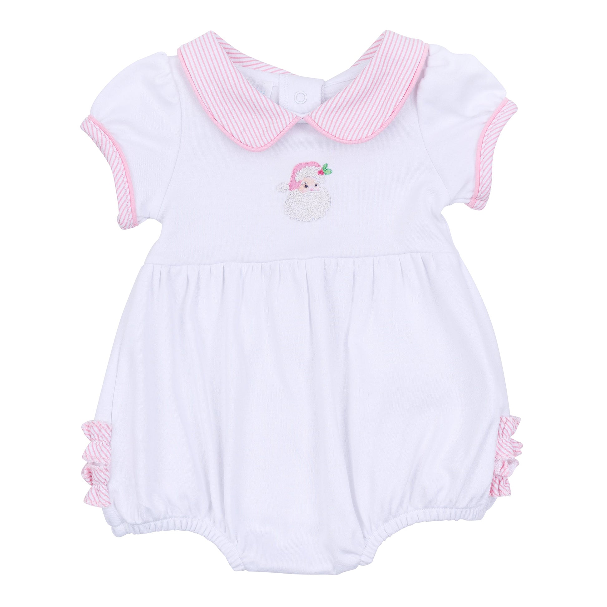 Santa Baby Collared Short Sleeve Bubble - Pink - Magnolia Baby Girl