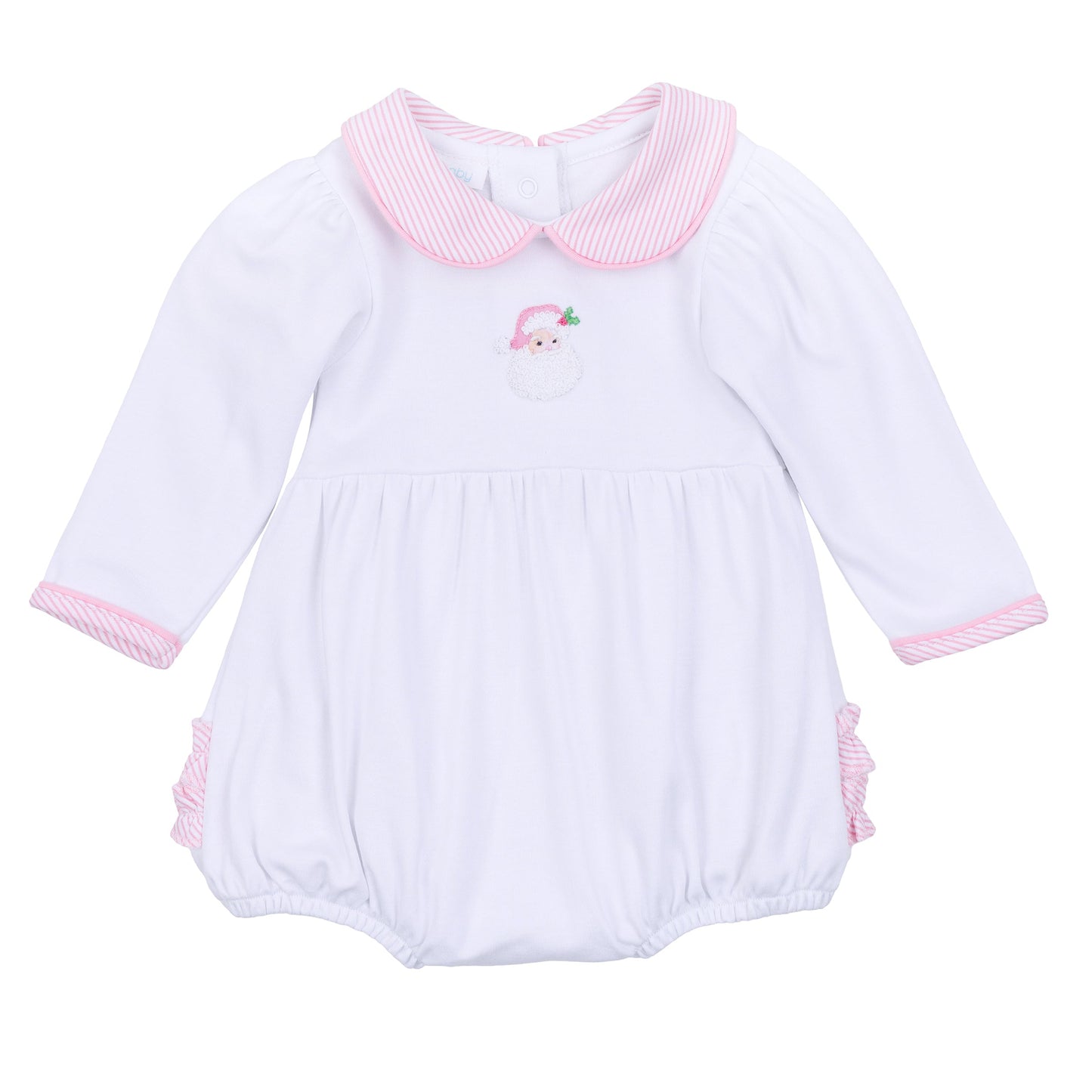 Santa Baby Collared Long Sleeve Bubble - Pink - Magnolia Baby Girl