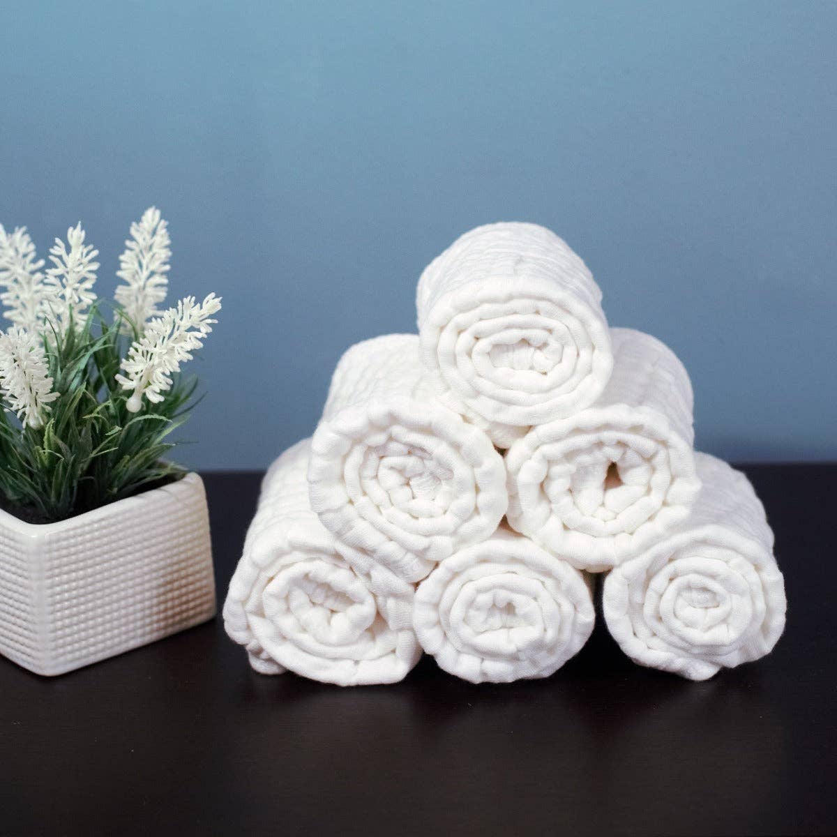 Cotton Muslin Burp Cloths White Pack of 6