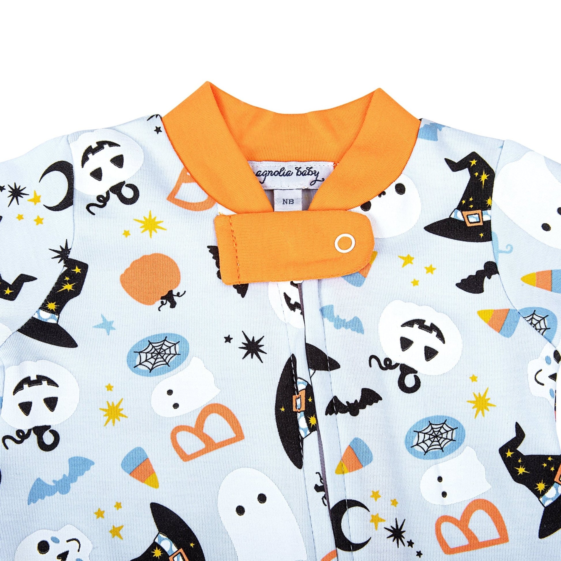 A Little Bit Batty Print Zipped Footie - Blue - Magnolia BabyFootie