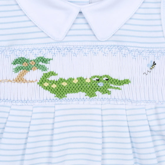 Alligator Classics Smocked Short Pajamas - Blue - Magnolia BabyShort Pajamas