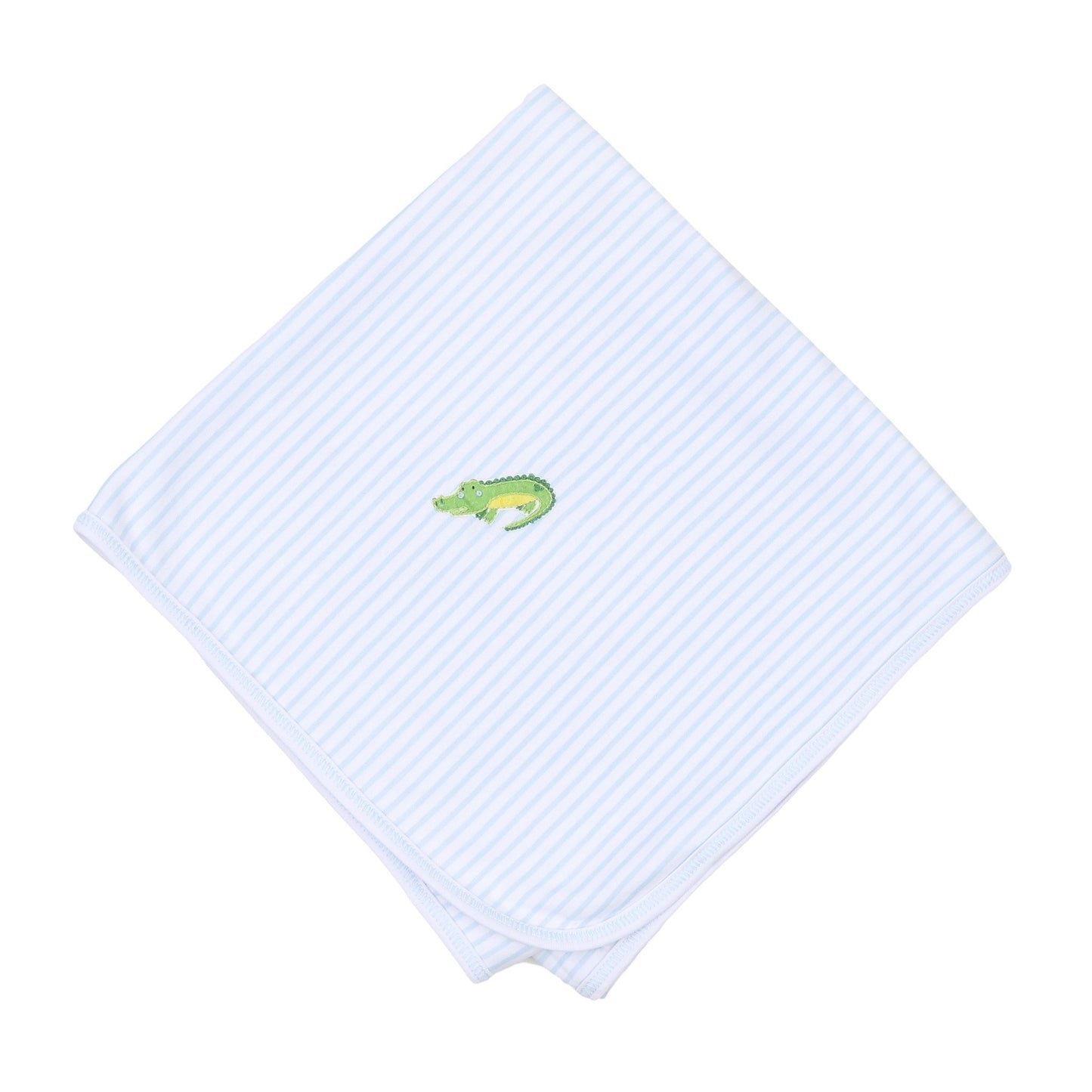 Alligator Friends Blue Embroidered Receiving Blanket - Magnolia BabyReceiving Blanket