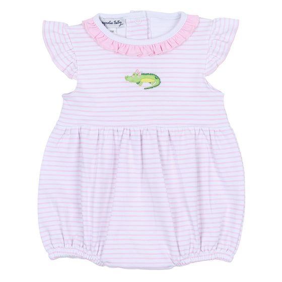 Alligator Friends Pink Embroidered Flutters Toddler Bubble