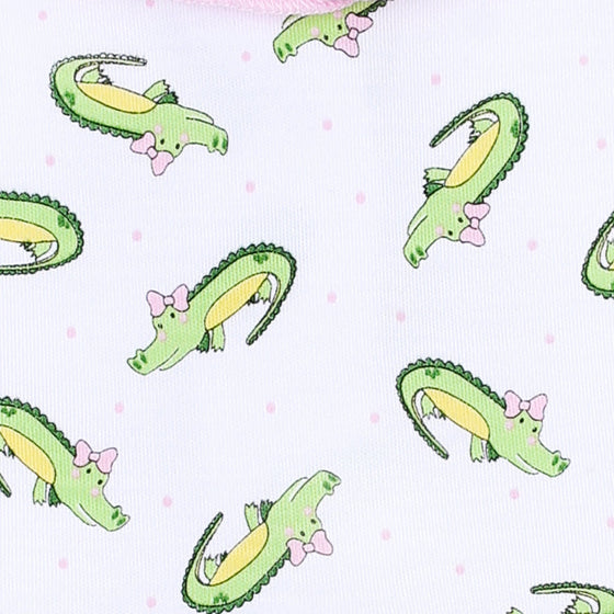 Alligator Friends Pink Ruffle Big Kid Short Pajamas