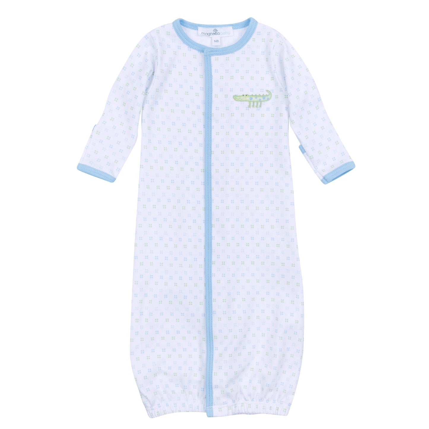 Alligator Pie Embroidered Converter - Light Blue - Magnolia BabyConverter Gown