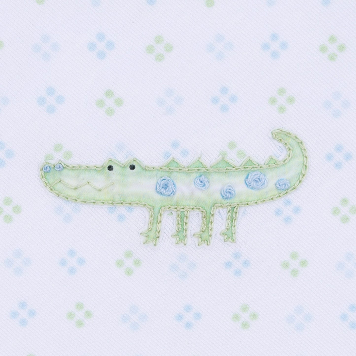 Alligator Pie Embroidered Footie - Light Blue - Magnolia BabyFootie