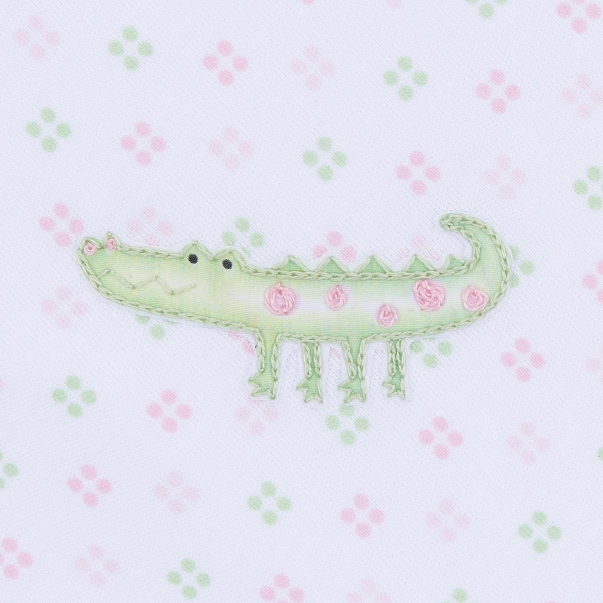Alligator Pie Embroidered Ruffle Footie - Pink - Magnolia BabyFootie
