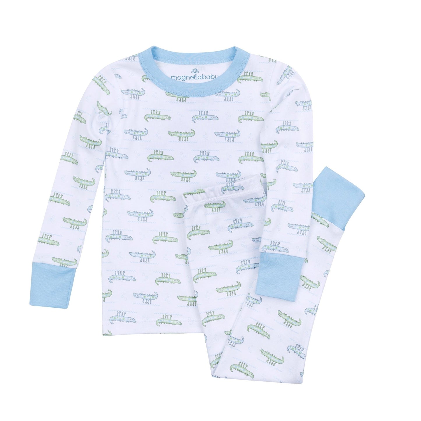 Alligator Pie Long Pajamas - Light Blue - Magnolia BabyLong Pajamas