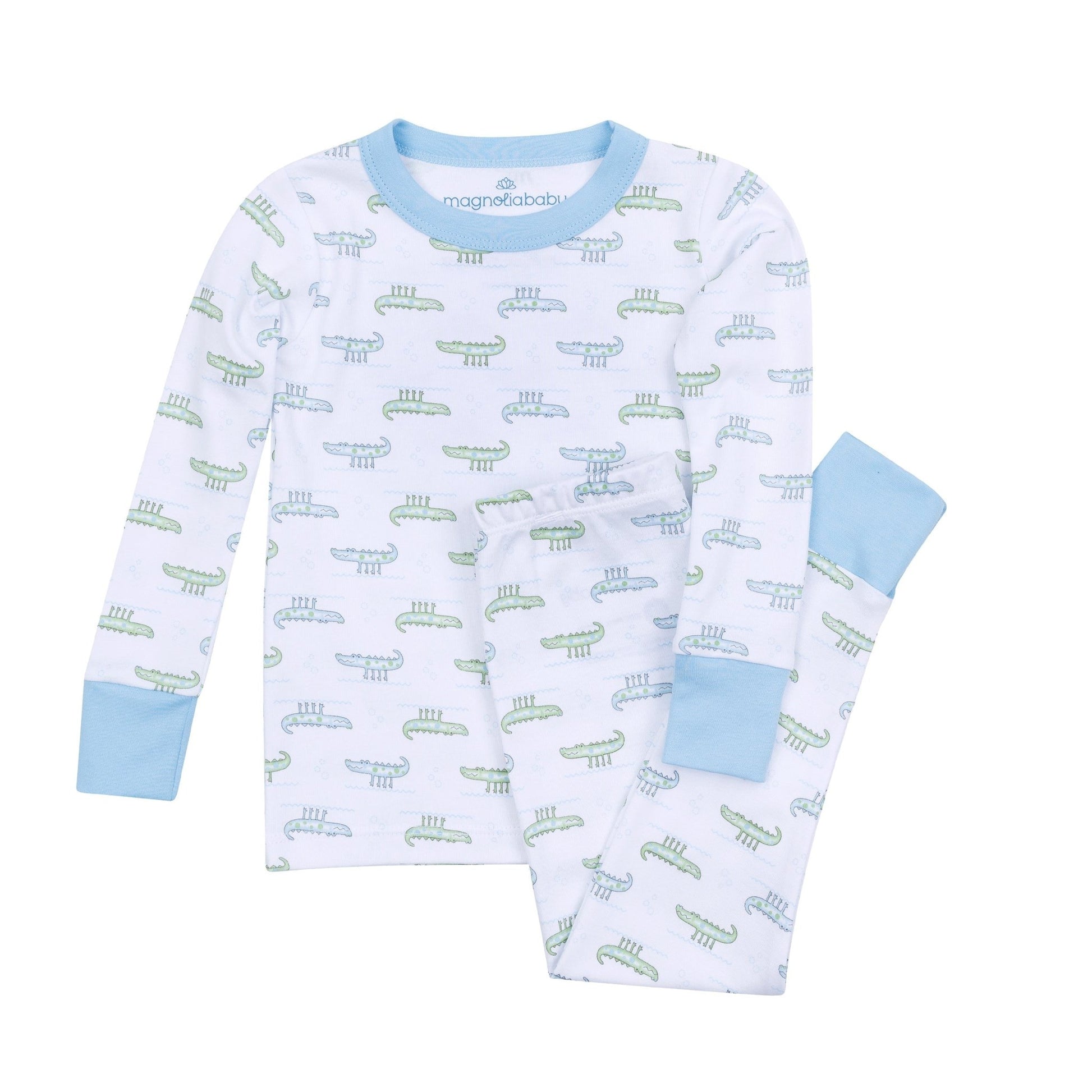 Alligator Pie Long Pajamas - Light Blue - Magnolia BabyLong Pajamas