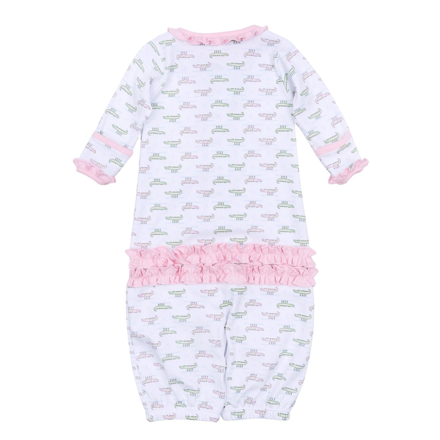 Alligator Pie Print Ruffle Converter - Pink - Magnolia BabyConverter Gown