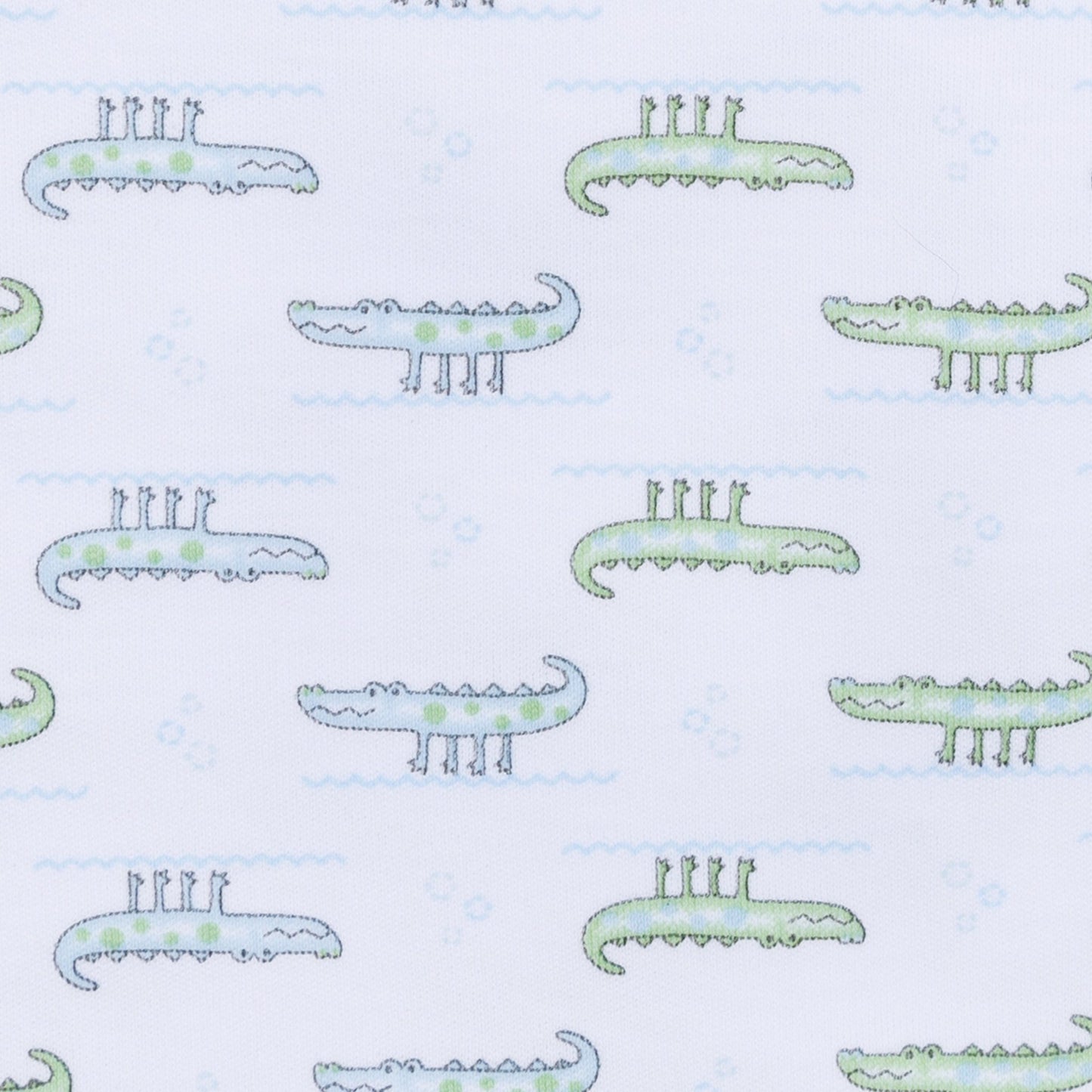 Alligator Pie Print Zip Footie - Light Blue - Magnolia BabyFootie