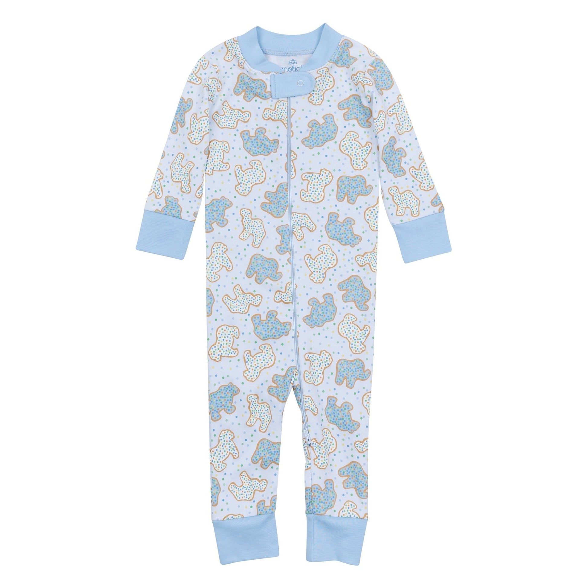Animal Crackers Zip Pajamas - Light Blue - Magnolia BabyZipper Pajamas