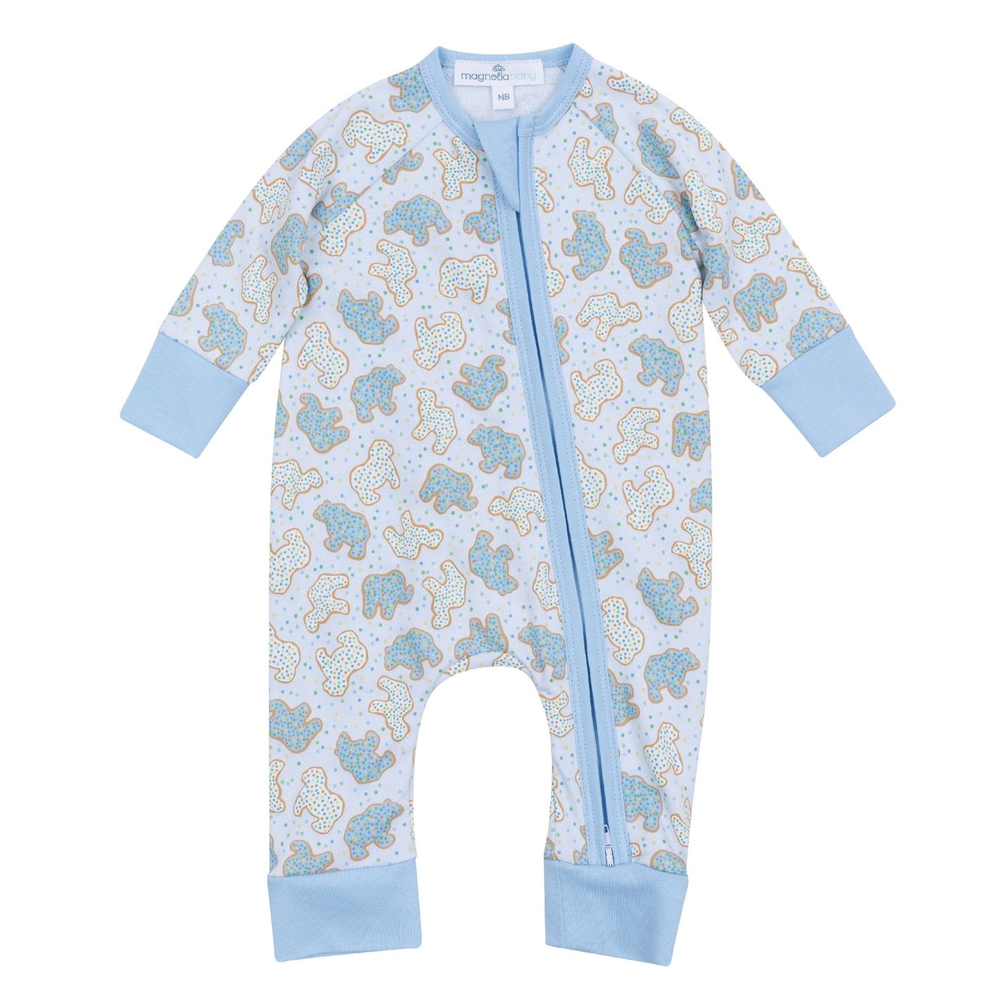 Animal Crackers Zip Playsuit - Light Blue - Magnolia BabyPlaysuit