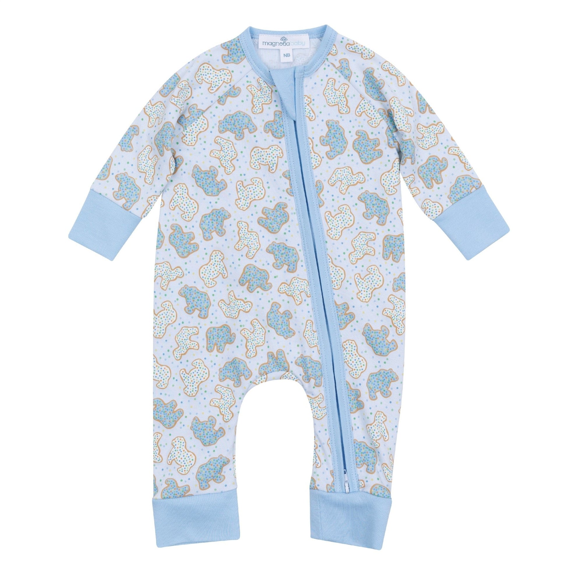 Animal Crackers Zip Playsuit - Light Blue - Magnolia BabyPlaysuit