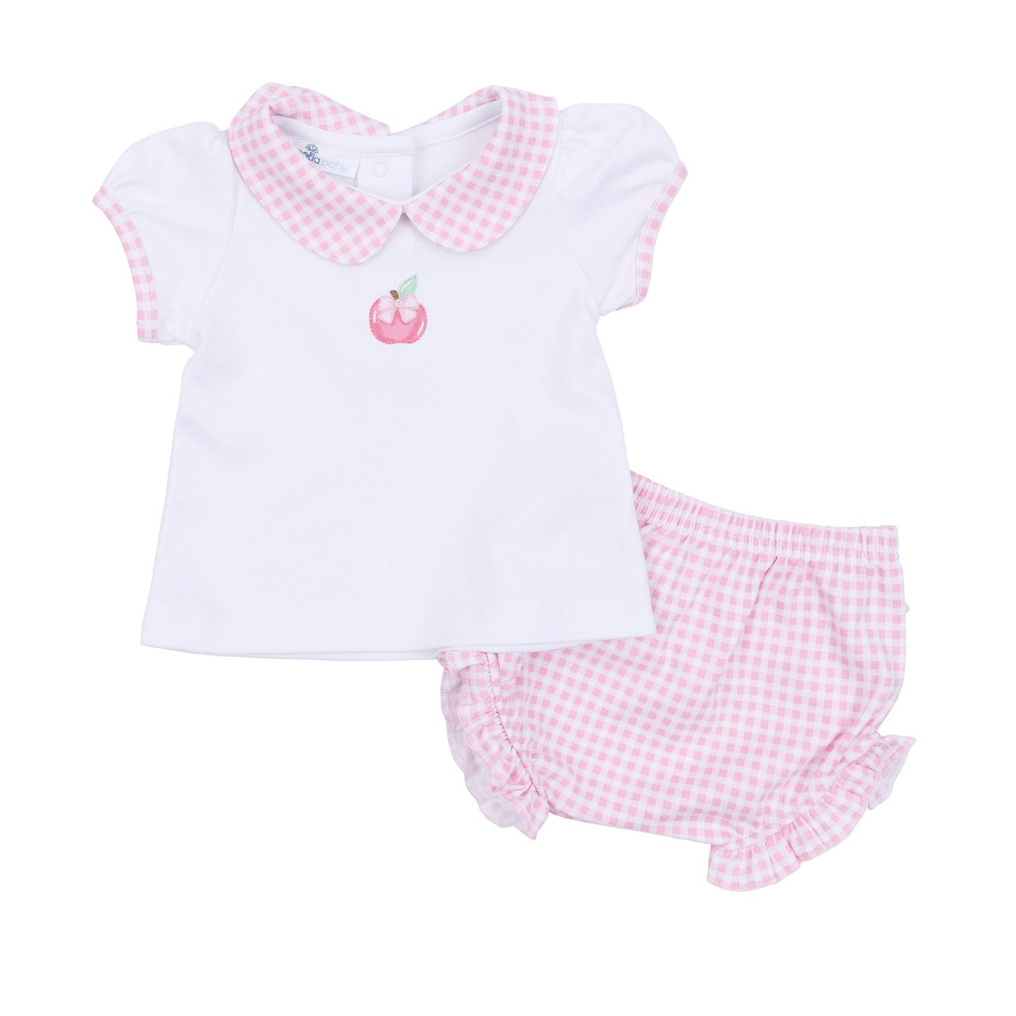 Apple of my Eye Collared Ruffle Short Sleeve Diaper Cover Set - Magnolia BabyDiaper Cover