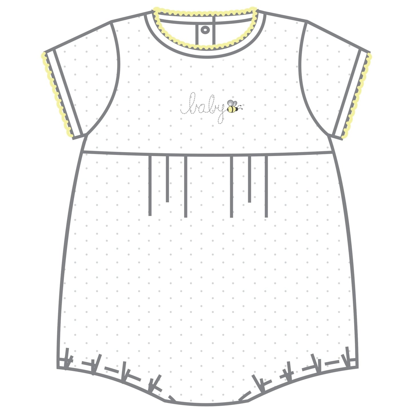 Baby Bee Embroidered Short Sleeve Bubble - Magnolia BabyBubble
