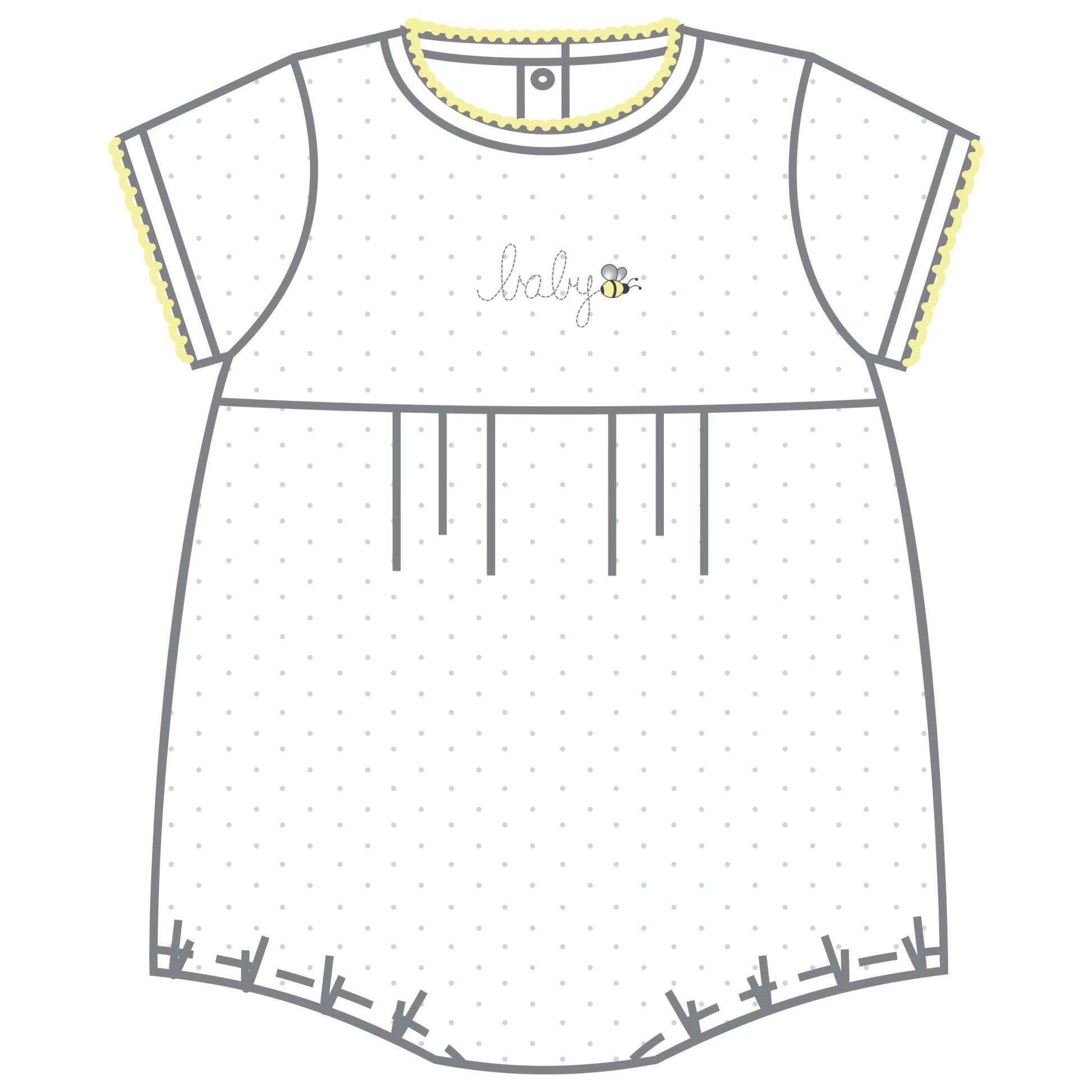Baby Bee Embroidered Short Sleeve Bubble - Magnolia BabyBubble