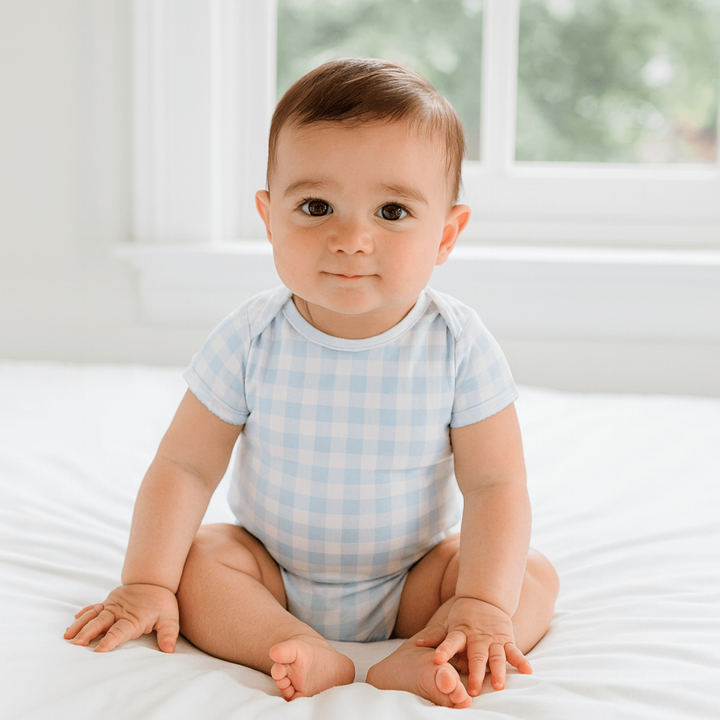 Baby Checks Bodysuit - Blue - Magnolia BabyBodysuit