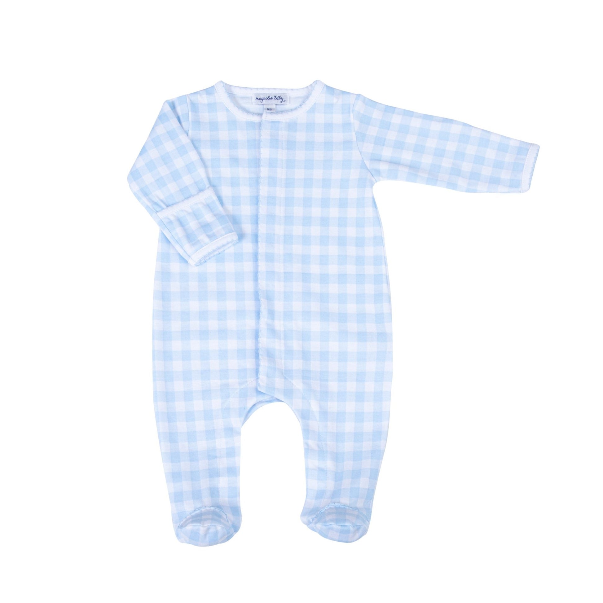 Baby Checks Footie - Blue - Magnolia BabyFootie