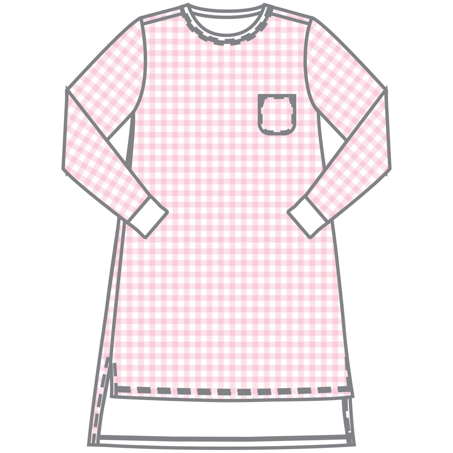 Baby Checks Long Sleeve Nightdress - Pink - Magnolia BabyNightdress