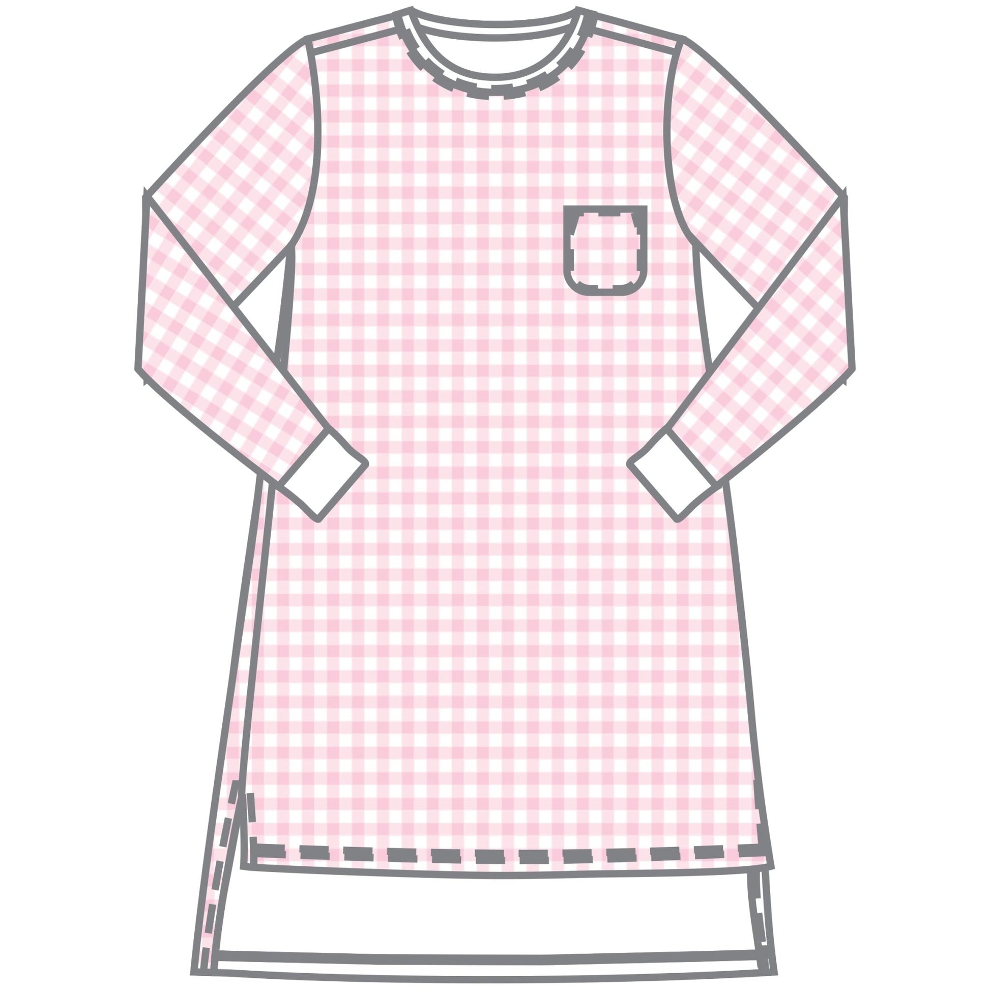 Baby Checks Long Sleeve Nightdress - Pink - Magnolia BabyNightdress