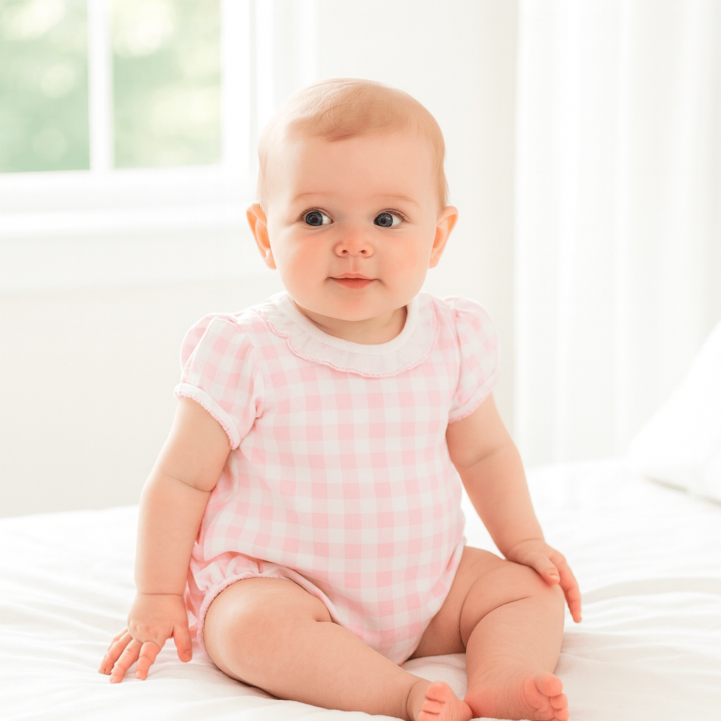 Baby Checks Ruffle Bubble - Pink - Magnolia BabyBubble