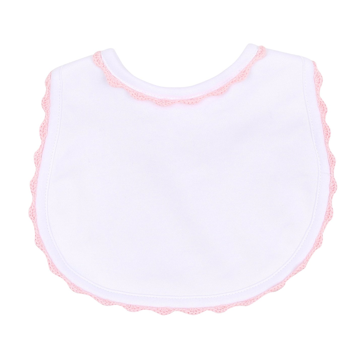 Baby Joy Bib with Pink Crochet Trim - Magnolia BabyBib