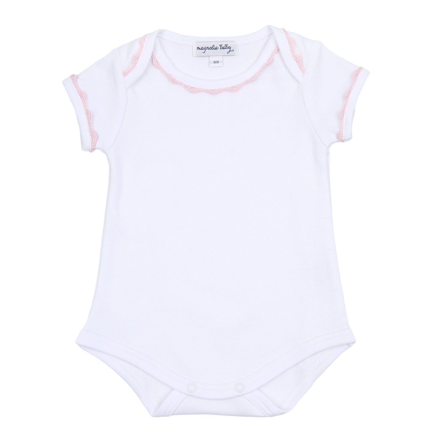 Baby Joy Bodysuit with Pink Crochet Trim - Magnolia BabyBodysuit