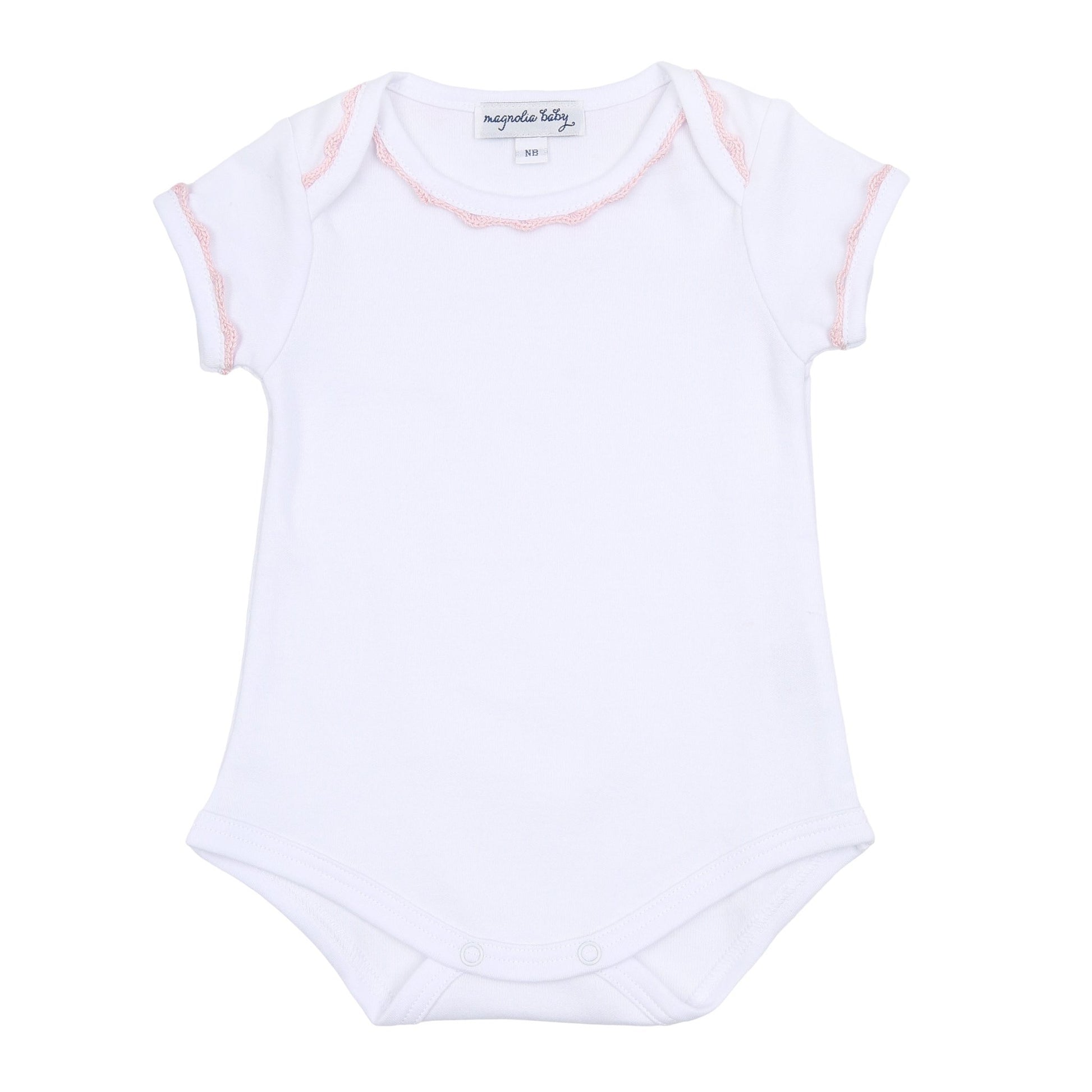 Baby Joy Bodysuit with Pink Crochet Trim - Magnolia BabyBodysuit