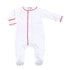 Baby Joy Footie with Red Crochet Trim - Magnolia BabyFootie