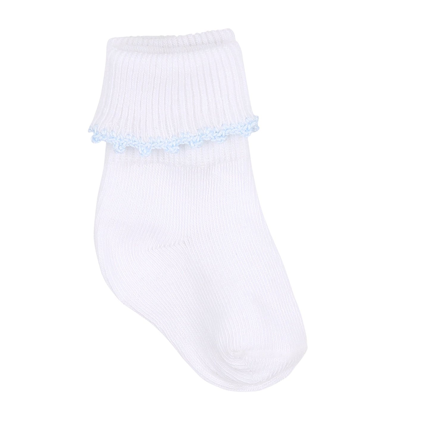 Baby Joy Socks with Blue Crochet Trim - Magnolia BabySocks