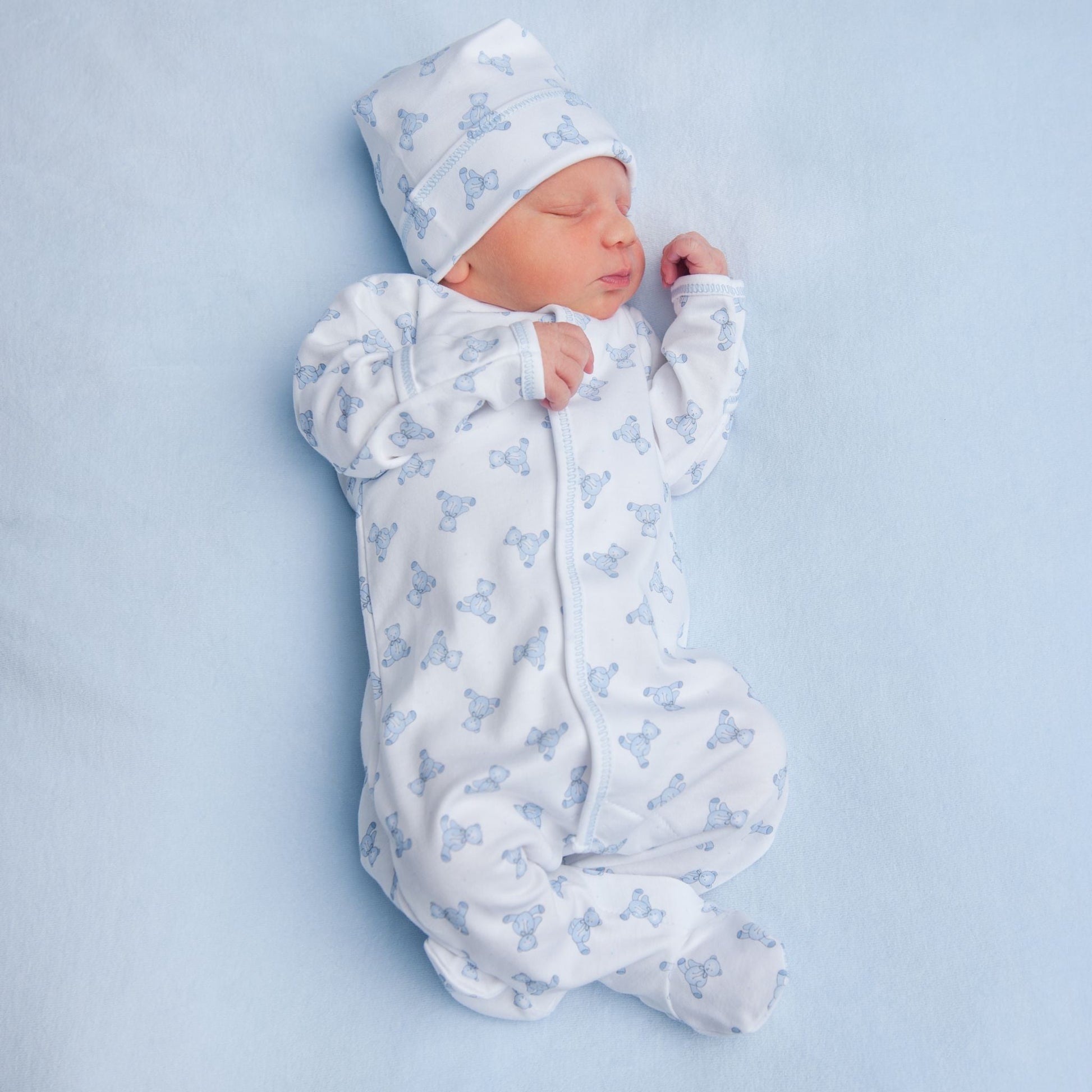 Baby's Teddy Footie - Light Blue - Magnolia BabyFootie