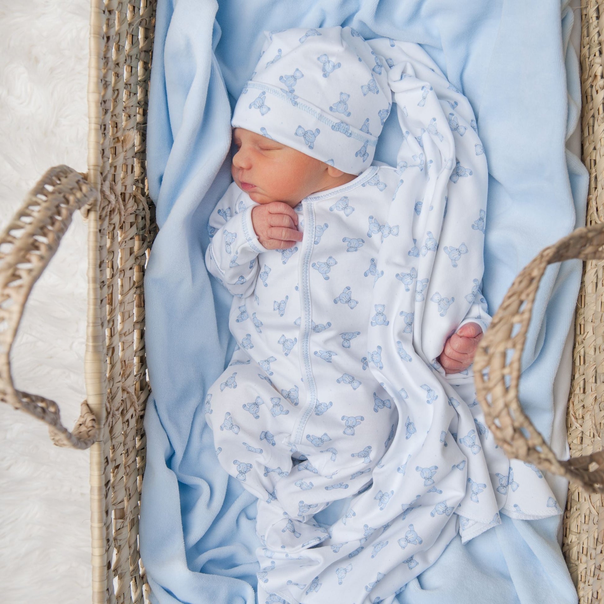 Baby's Teddy Footie - Light Blue - Magnolia BabyFootie