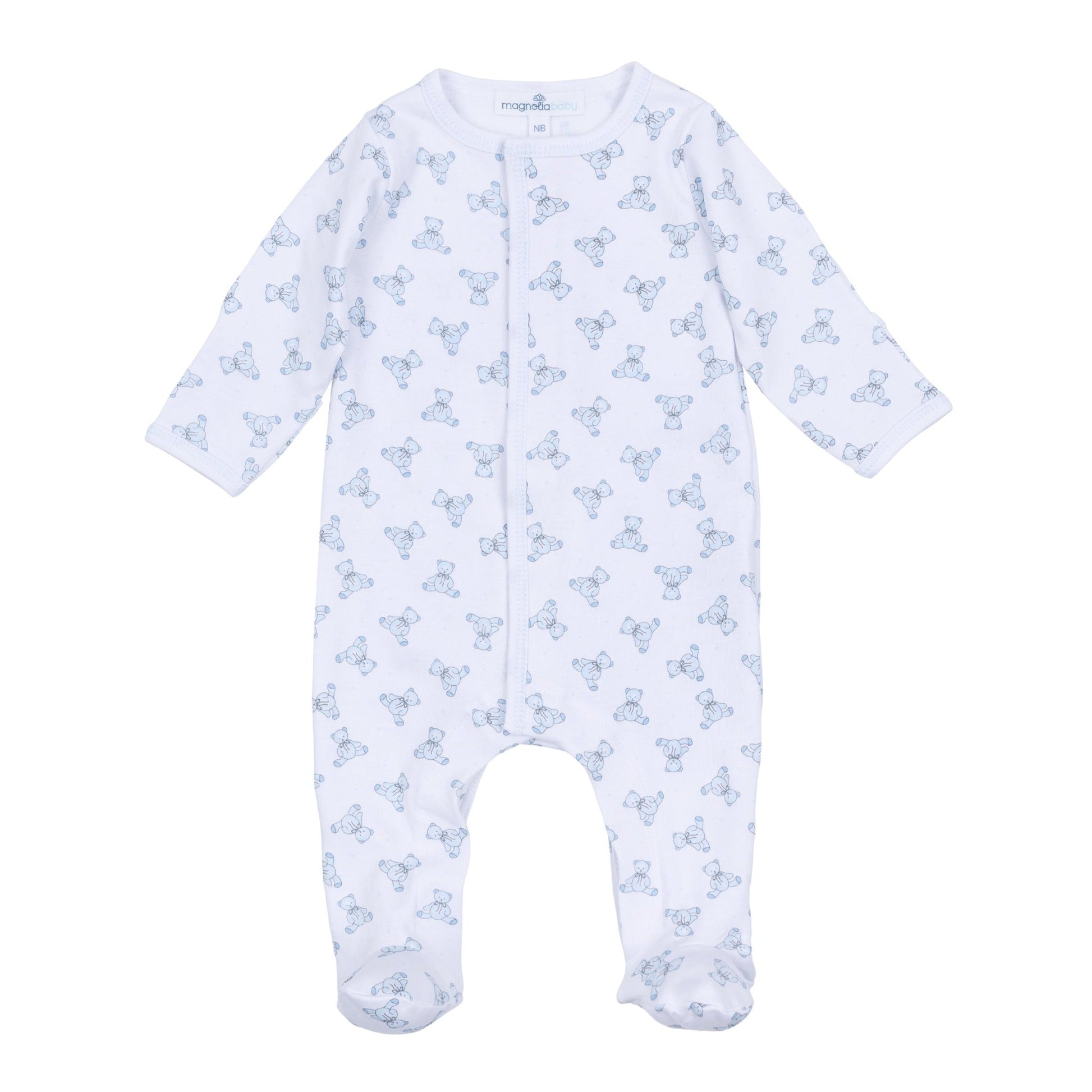 Baby's Teddy Footie - Light Blue - Magnolia BabyFootie