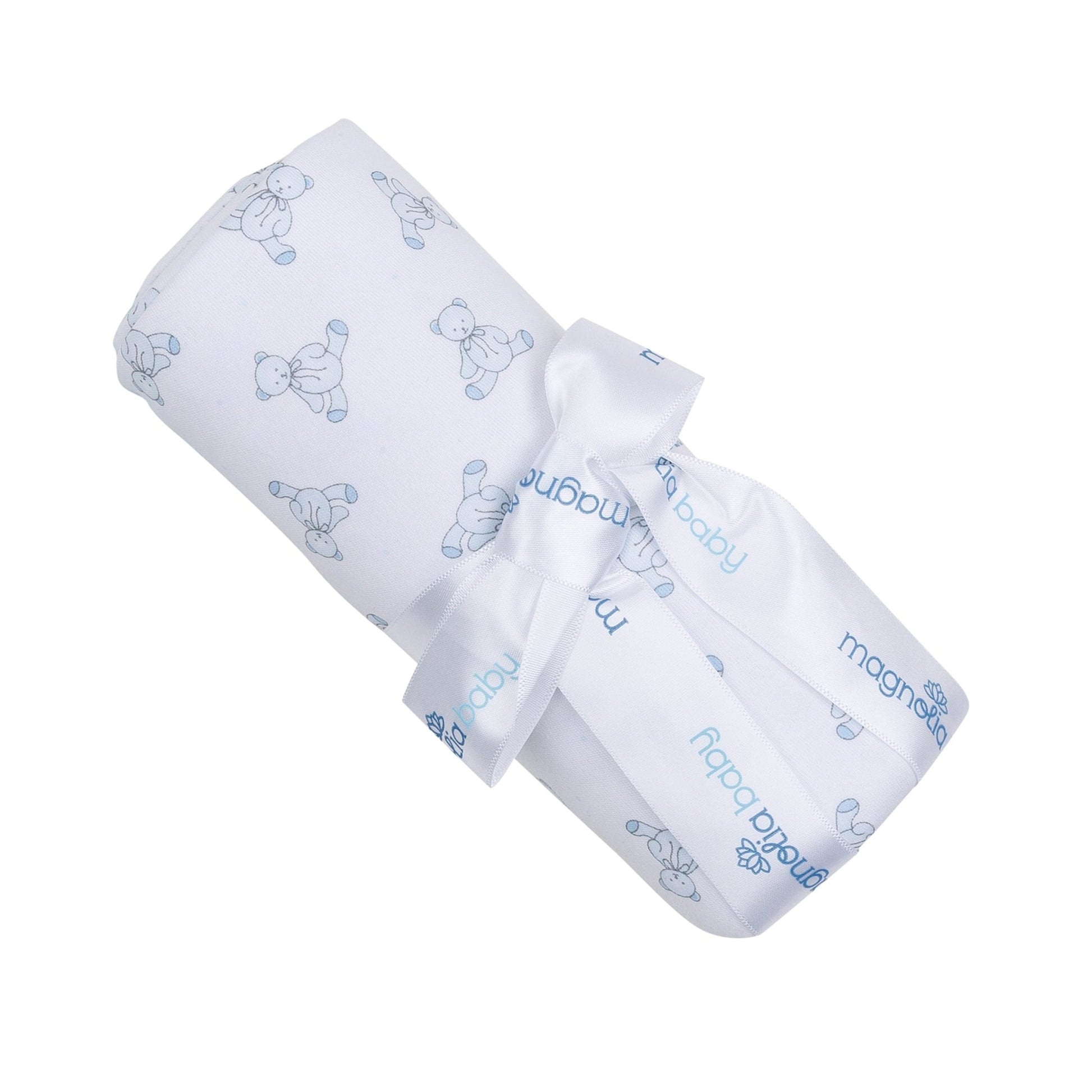 Baby's Teddy Swaddle Blanket - Light Blue - Magnolia BabySwaddle Blanket