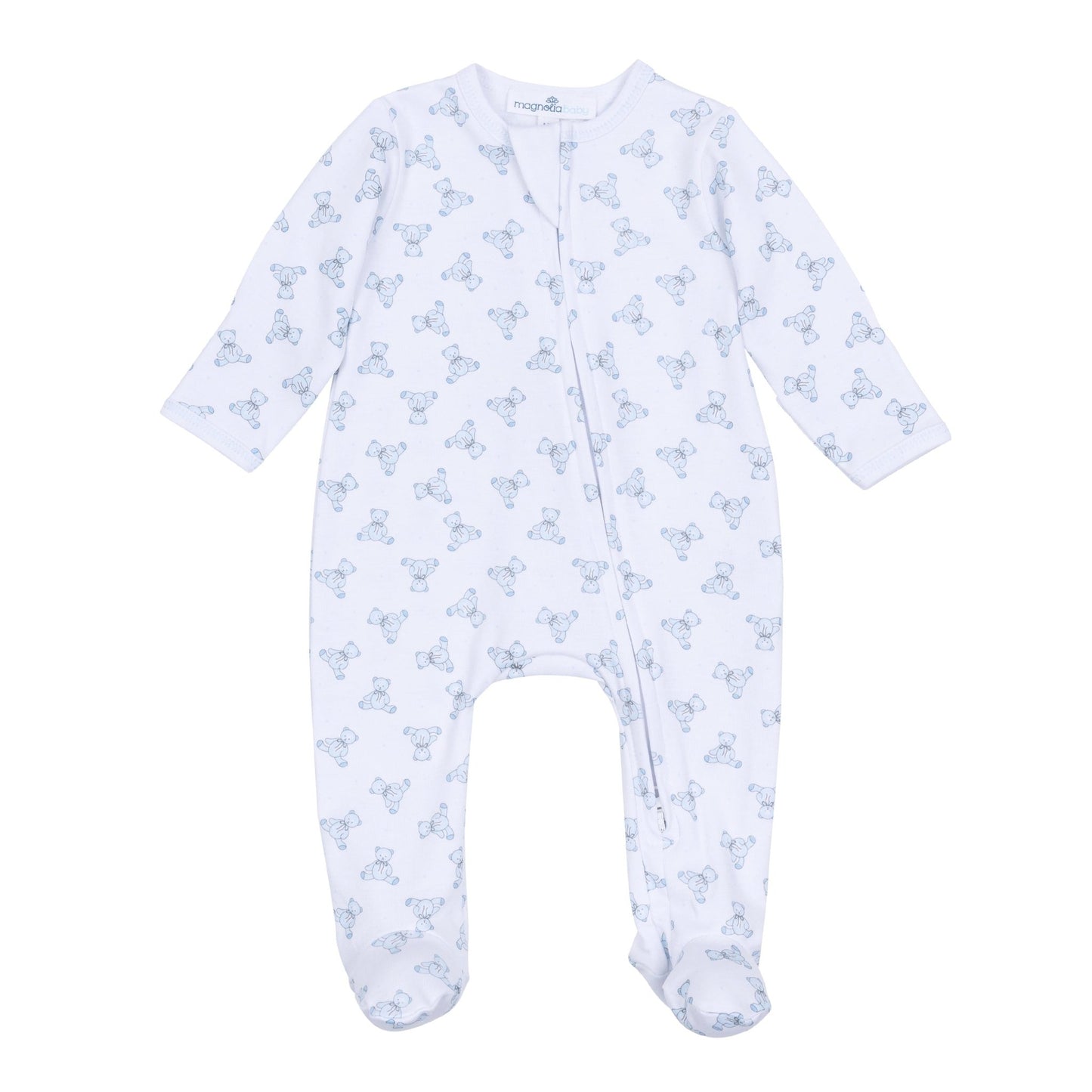 Baby's Teddy Zip Footie - Light Blue - Magnolia BabyFootie