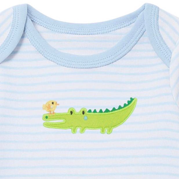 Bayou Babies Applique Lap Footie - Light Blue - Magnolia BabyFootie