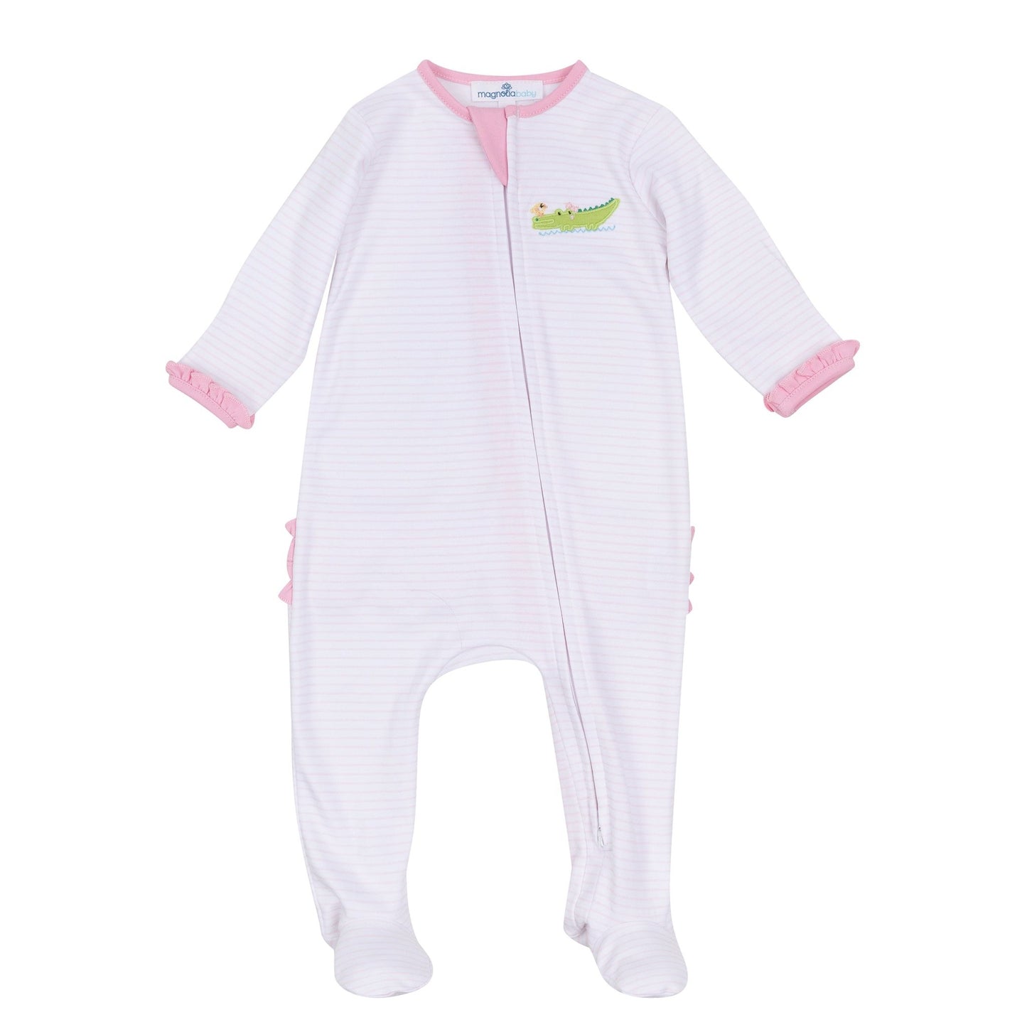 Bayou Babies Applique Zip Footie - Pink - Magnolia BabyFootie