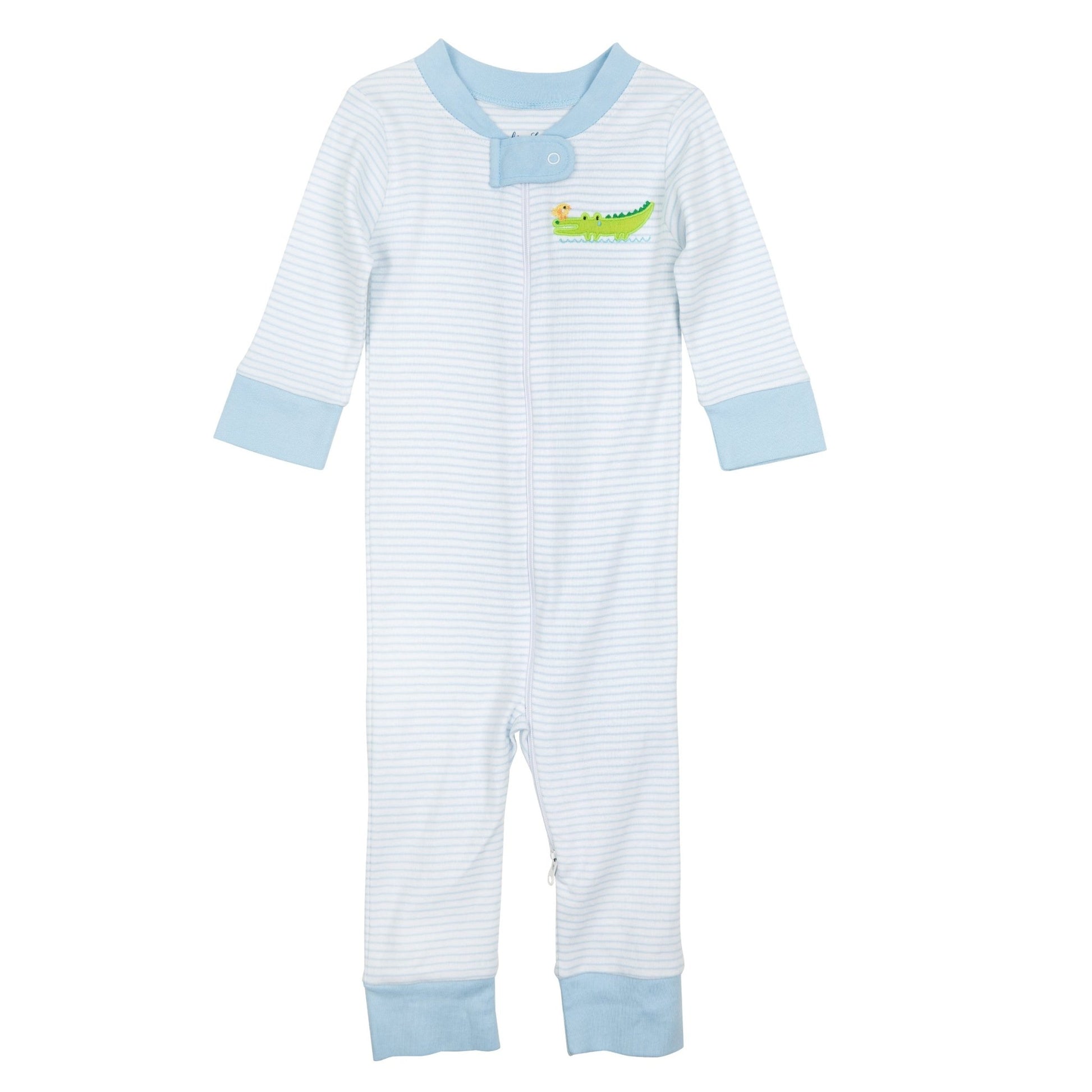 Bayou Babies Applique Zip Pajamas - Light Blue - Magnolia BabyZipper Pajamas