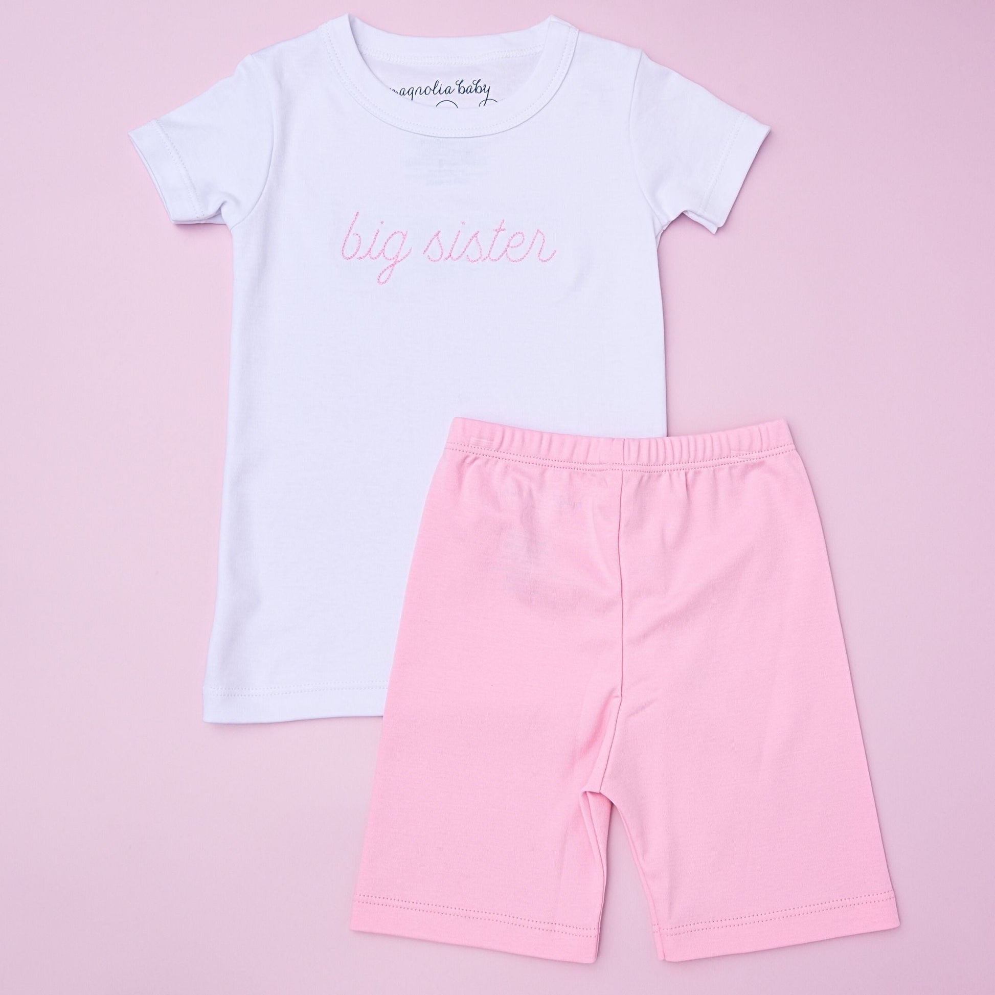 Big Sister Embroidered Short Pajamas - Magnolia Baby Short Pajamas